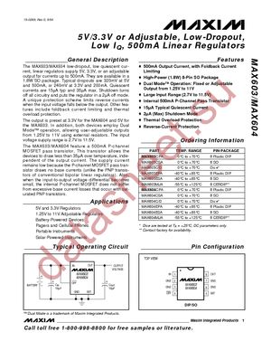 MAX604CSA-T datasheet  